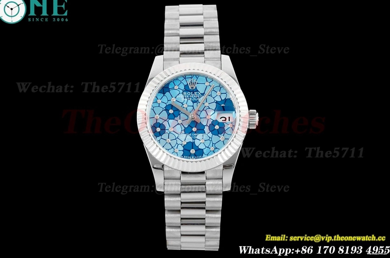 Pres 31mm Datejust ladies Blue SS Flt A2824 JDF SS 0322